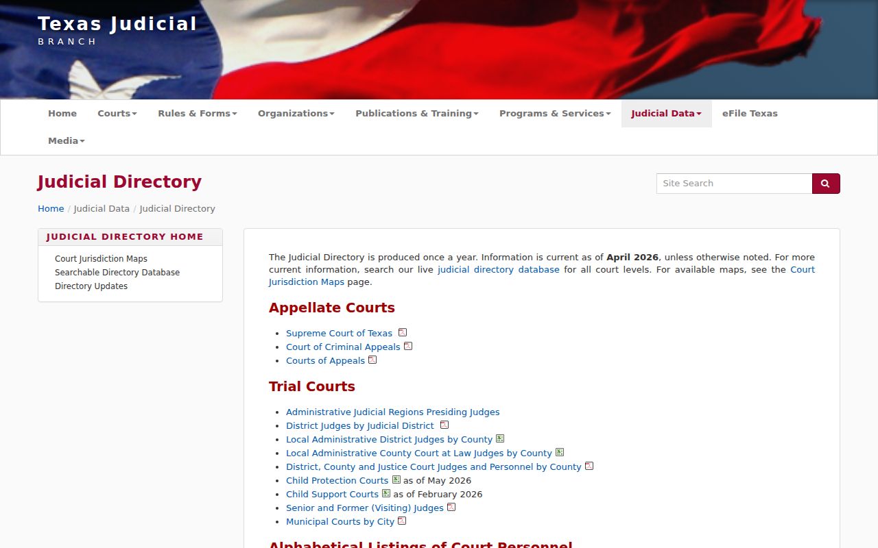 Texas judicial directory used to locate Eldorado municipal criminal records