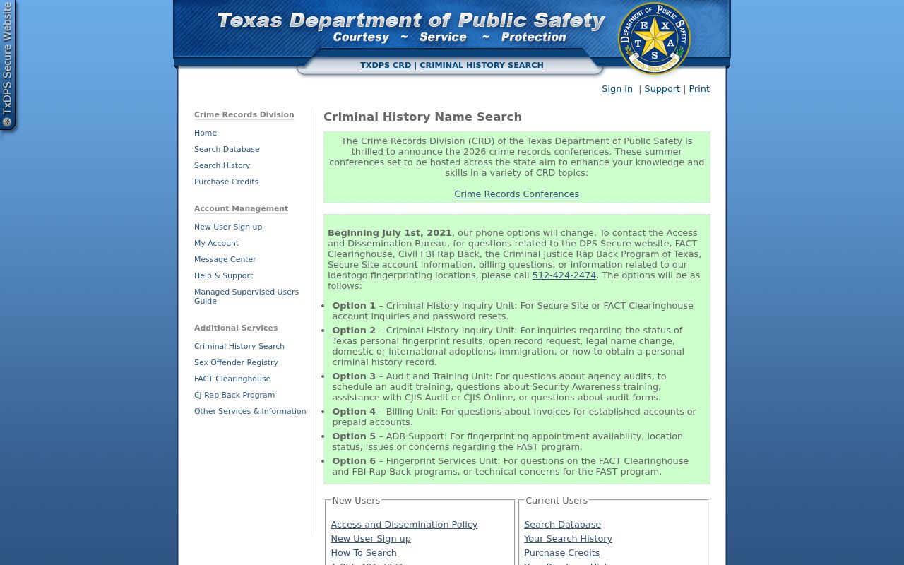 Schleicher County criminal history Texas DPS name search