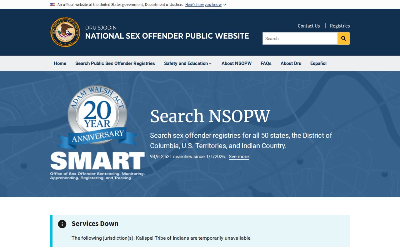 NSOPW national search used with a Schleicher County sex offender check